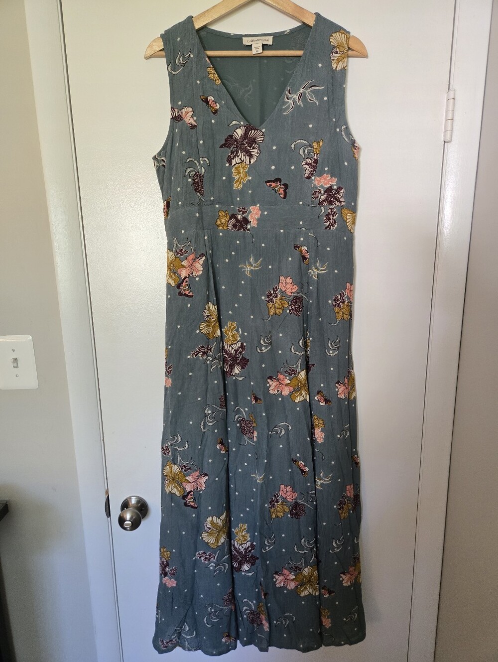 Coldwater Creek Teal Floral Sleeveless Maxi Dress Size 10